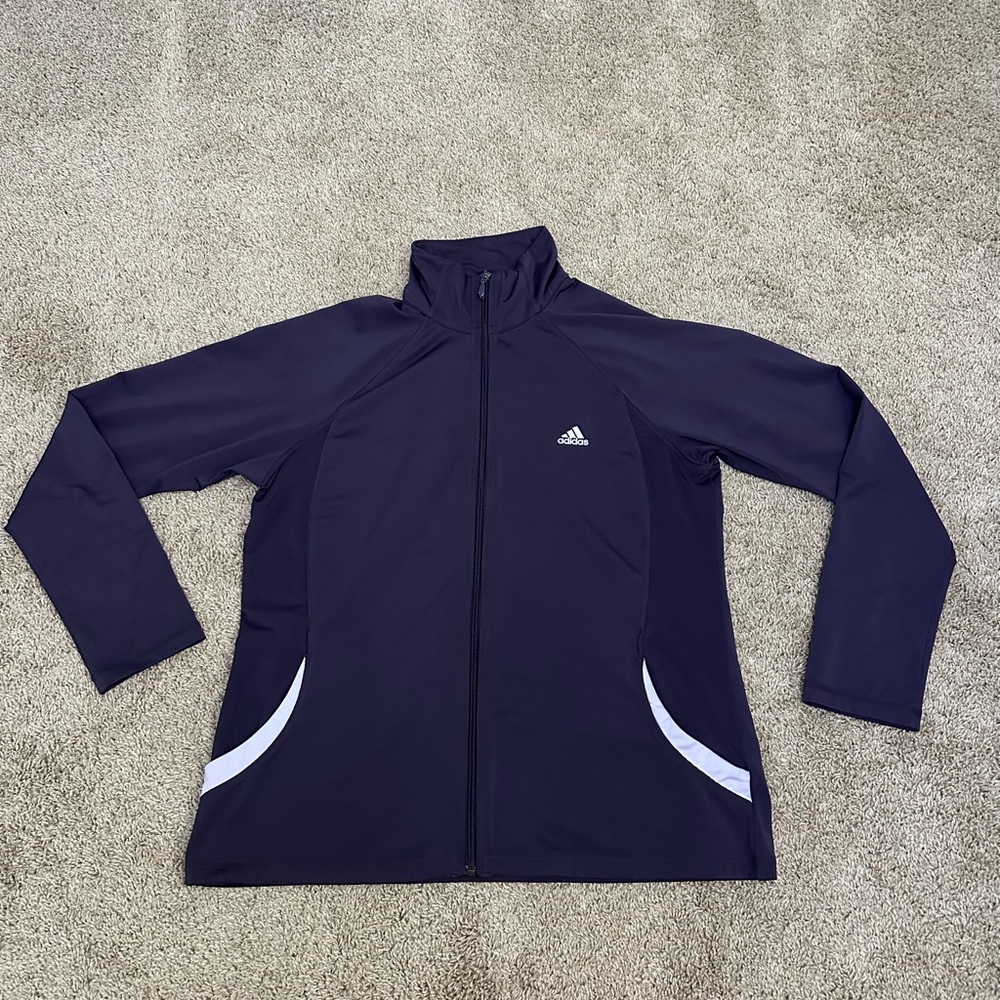 Purple adidas athletic zip up jacket